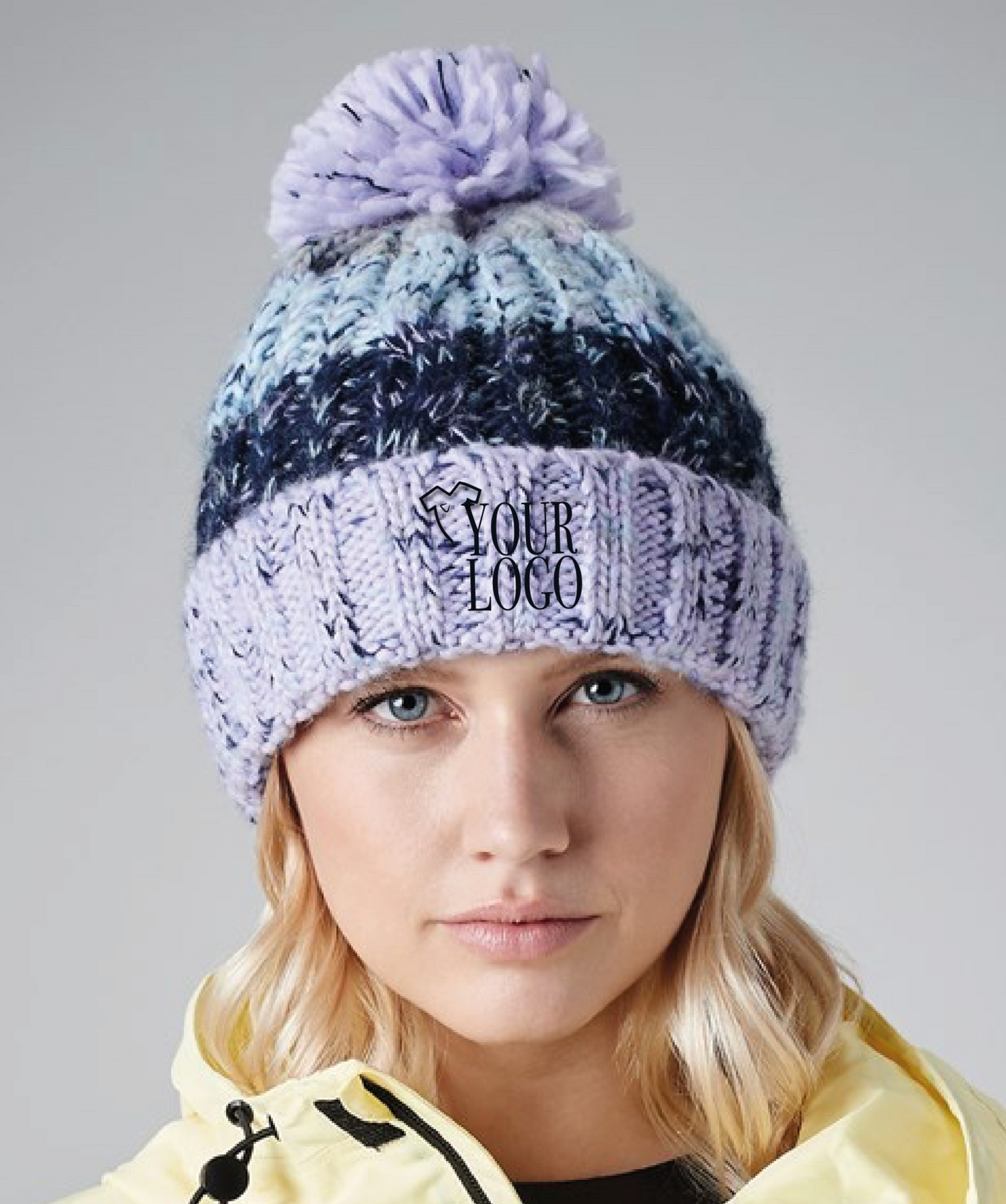 Beechfield Corkscrew pom pom Beanie